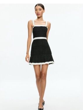 Alice & Olivia square neck tweed dress
